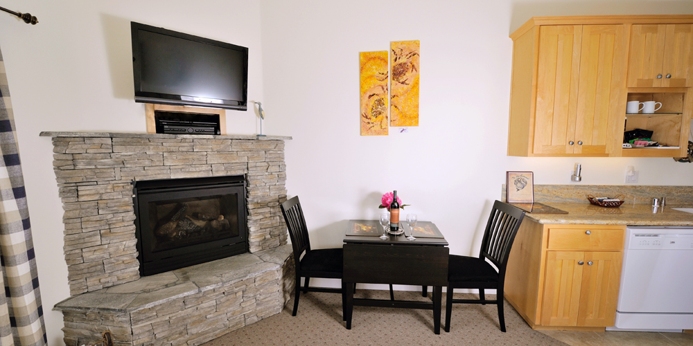 Satellite HDTV and gas fireplace...